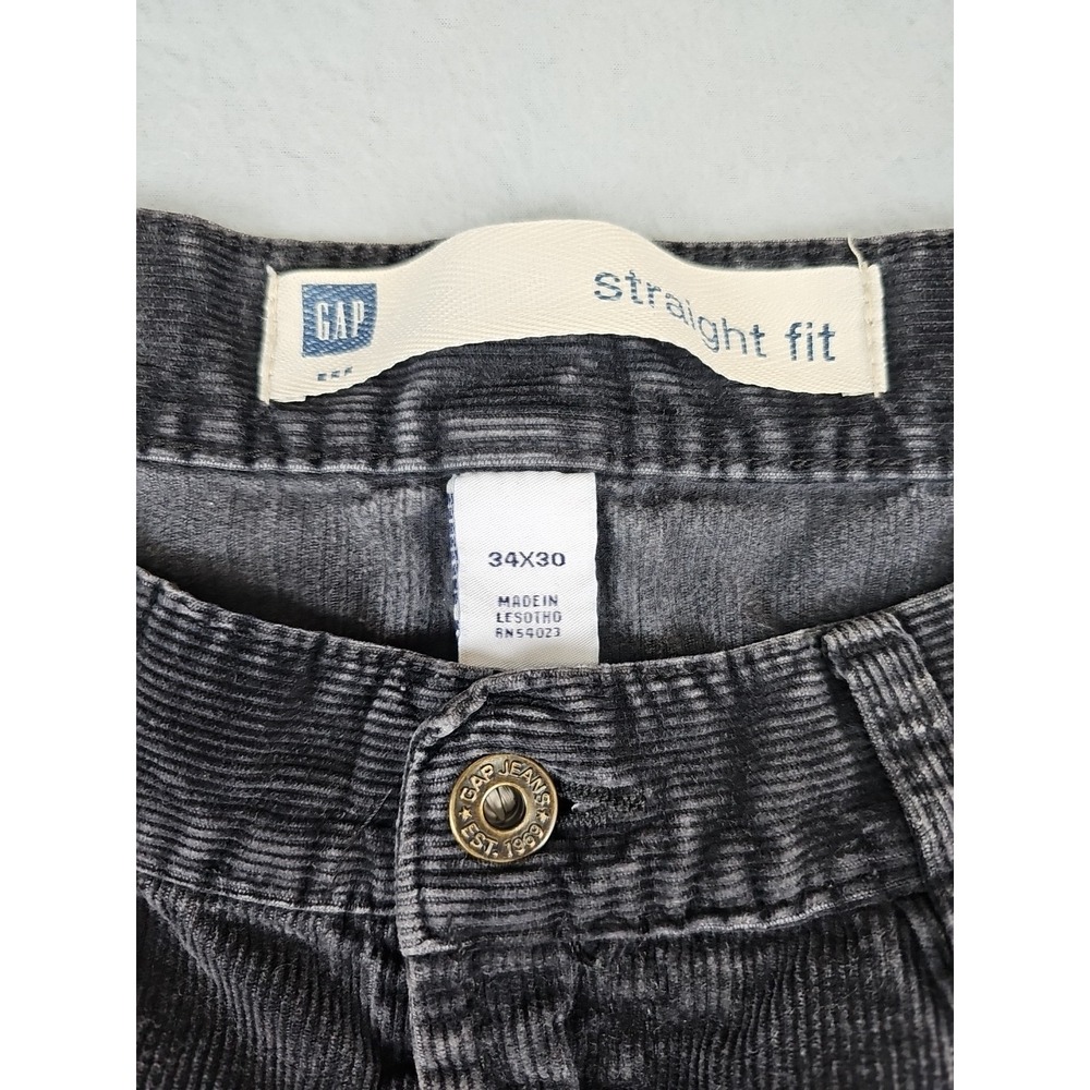 GAP Corduroy Pants Men's 35x29 Black Straight Fit Vintage Y2K Grunge Skater - Picture 4 of 7